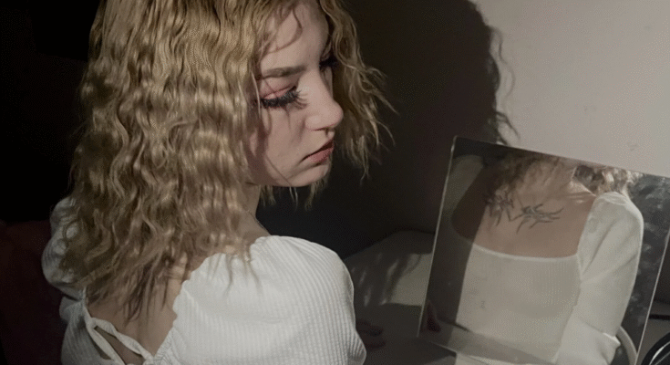 Pretty blonde Russian girl VR cosplay.